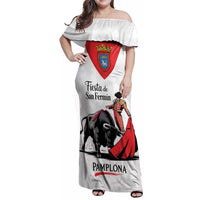 Personalized San Fermin Festival Family Matching Off Shoulder Maxi Dress and Hawaiian Shirt Pamplona Bull Run - Wonder Print Shop