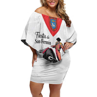 Personalized San Fermin Festival Family Matching Off Shoulder Short Dress and Hawaiian Shirt Pamplona Bull Run - Wonder Print Shop