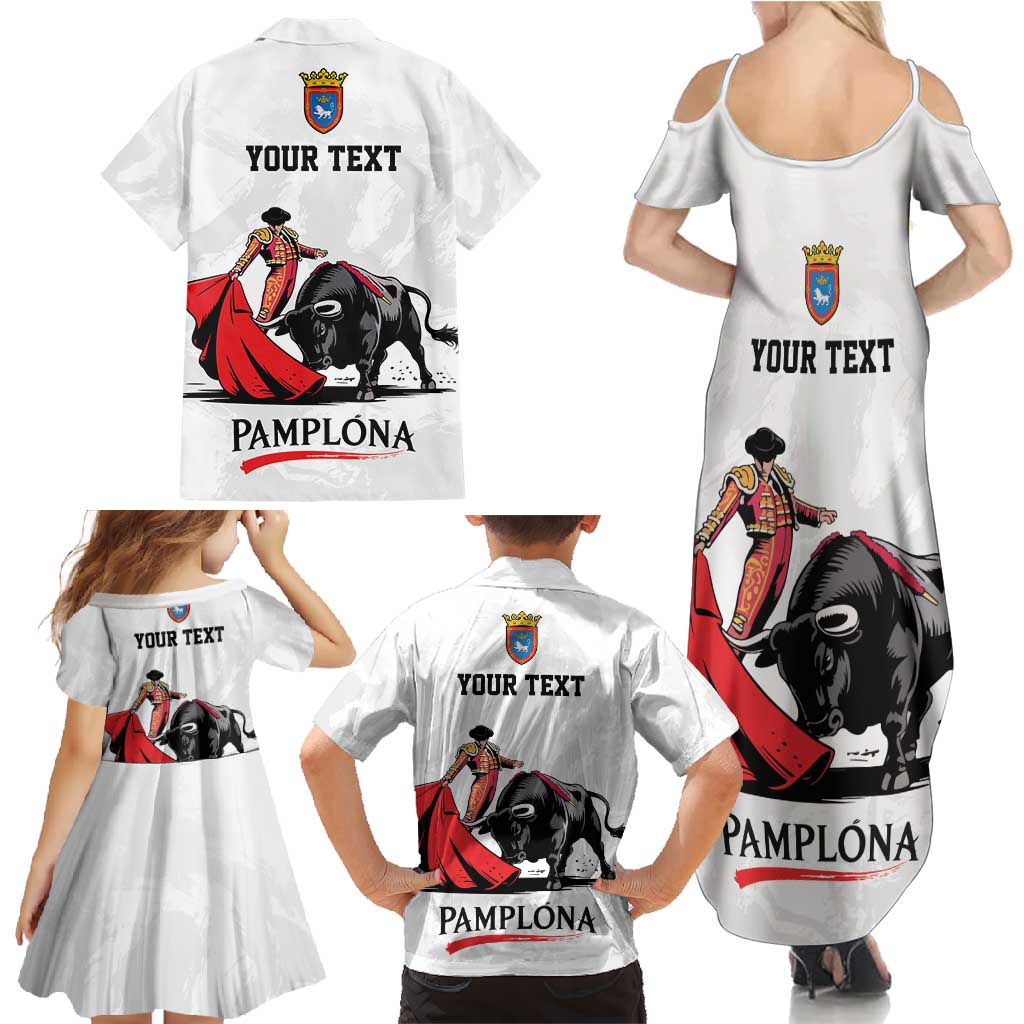 Personalized San Fermin Festival Family Matching Summer Maxi Dress and Hawaiian Shirt Pamplona Bull Run - Wonder Print Shop