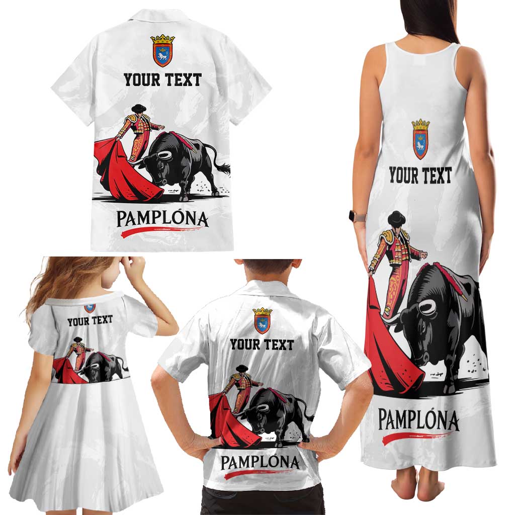 Personalized San Fermin Festival Family Matching Tank Maxi Dress and Hawaiian Shirt Pamplona Bull Run - Wonder Print Shop