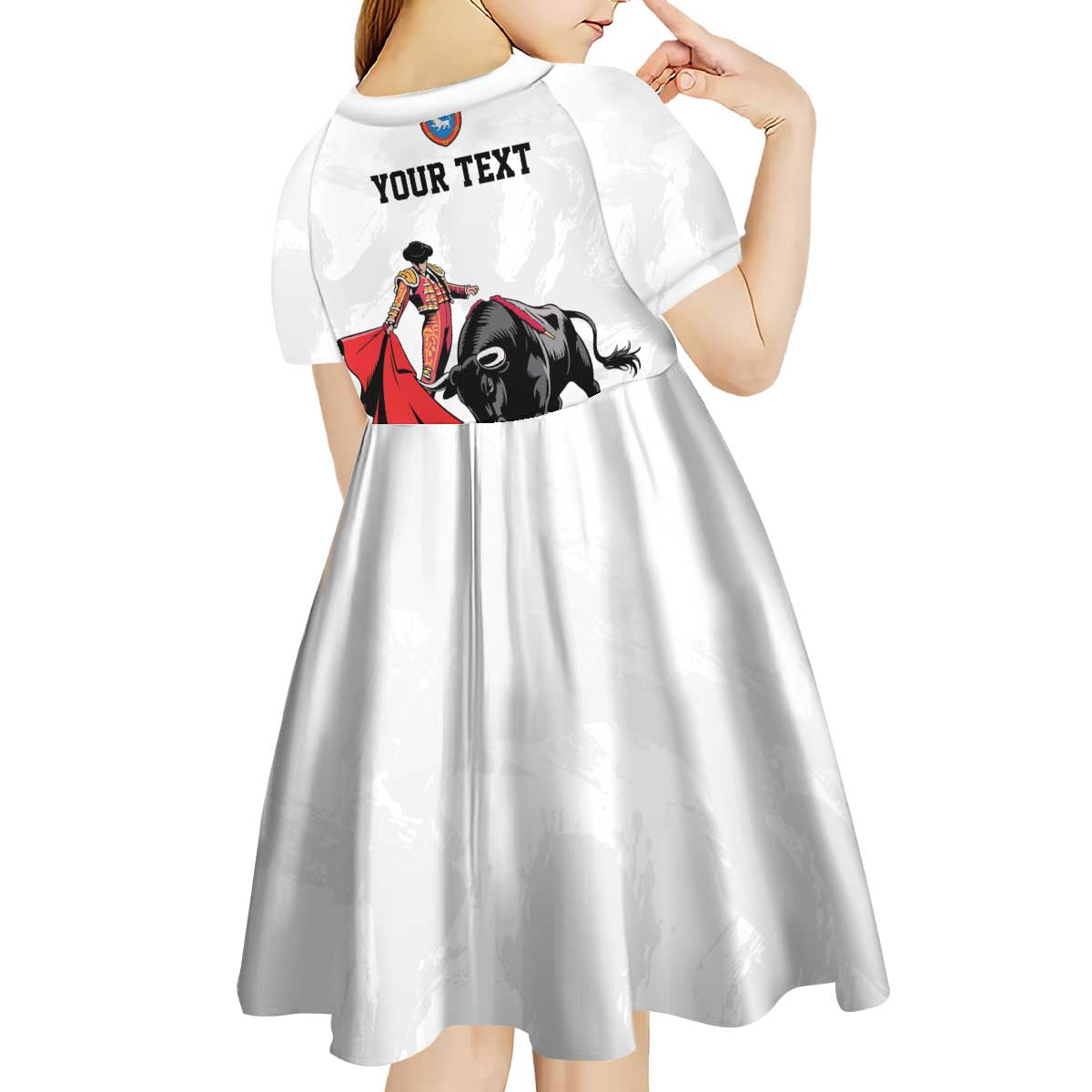 Personalized San Fermin Festival Kid Short Sleeve Dress Pamplona Bull Run - Wonder Print Shop