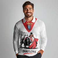 Personalized San Fermin Festival Long Sleeve Polo Shirt Pamplona Bull Run - Wonder Print Shop