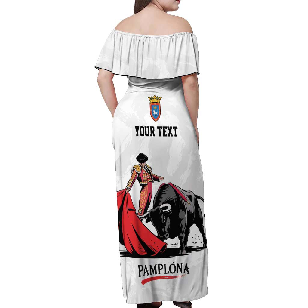 Personalized San Fermin Festival Off Shoulder Maxi Dress Pamplona Bull Run - Wonder Print Shop