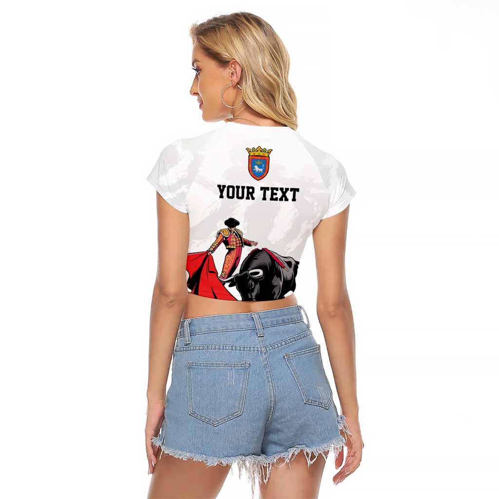 Personalized San Fermin Festival Raglan Cropped T Shirt Pamplona Bull Run - Wonder Print Shop