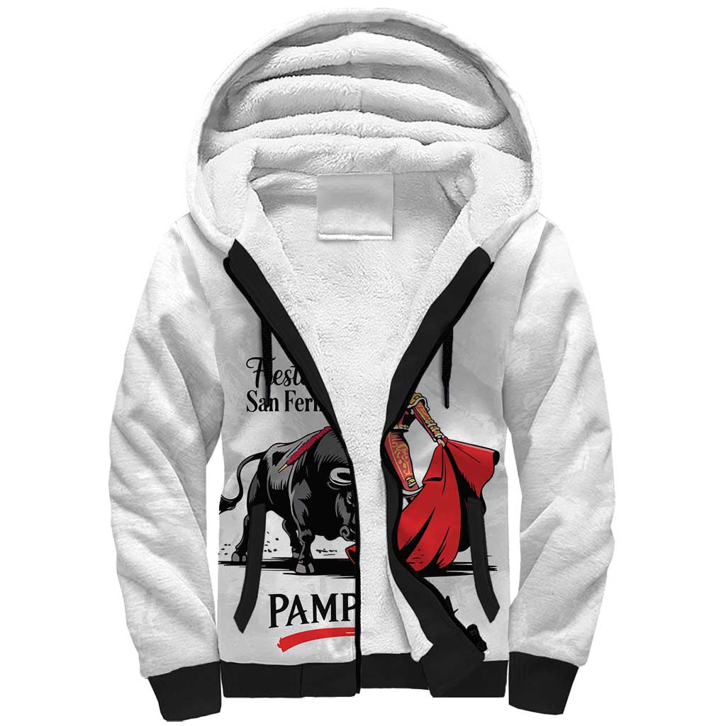 Personalized San Fermin Festival Sherpa Hoodie Pamplona Bull Run - Wonder Print Shop