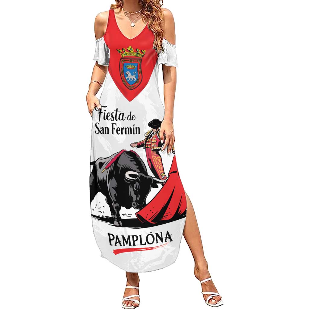 Personalized San Fermin Festival Summer Maxi Dress Pamplona Bull Run - Wonder Print Shop