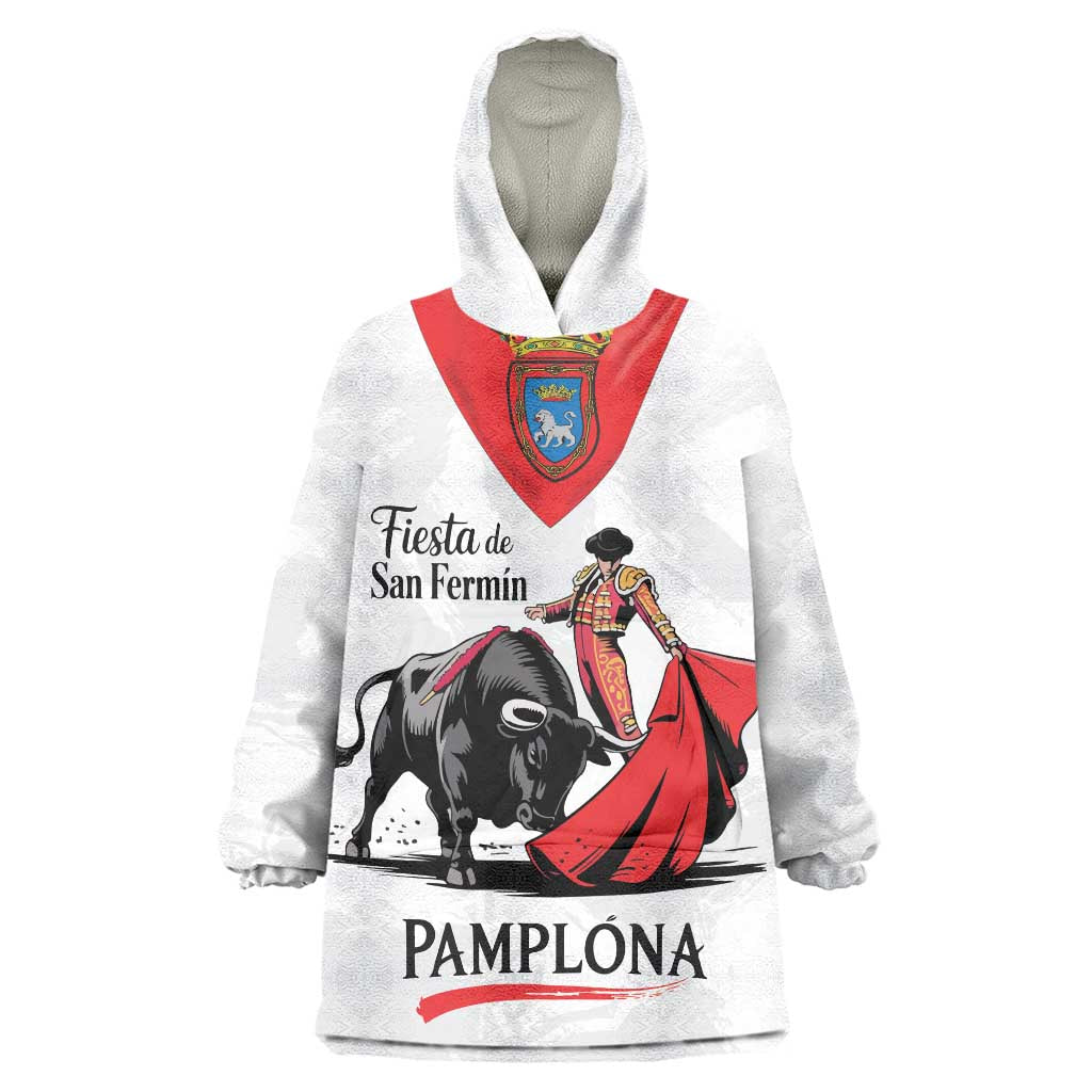 Personalized San Fermin Festival Wearable Blanket Hoodie Pamplona Bull Run - Wonder Print Shop