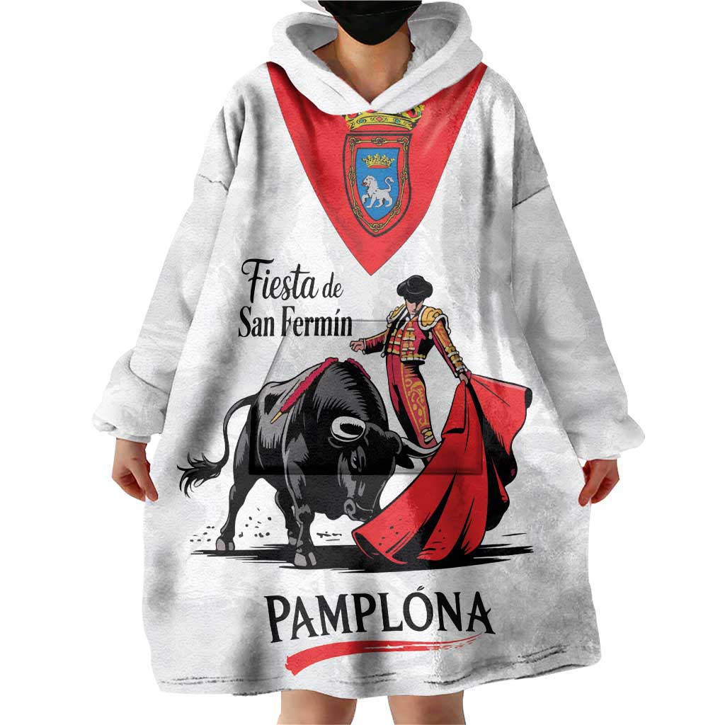 Personalized San Fermin Festival Wearable Blanket Hoodie Pamplona Bull Run - Wonder Print Shop