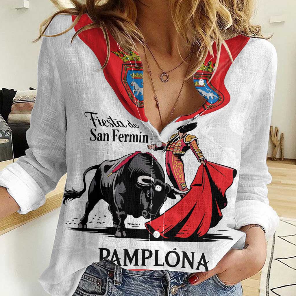 Personalized San Fermin Festival Women Casual Shirt Pamplona Bull Run - Wonder Print Shop