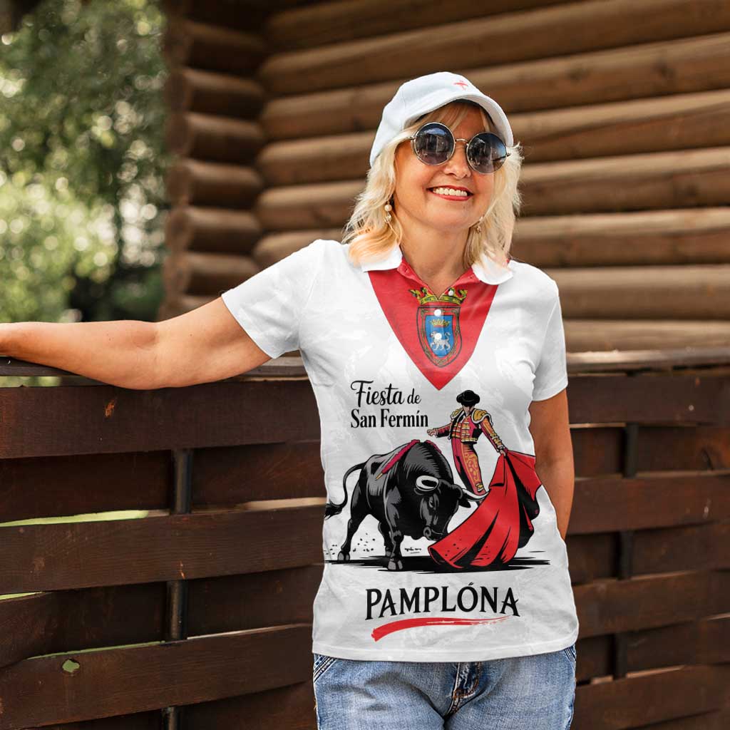 Personalized San Fermin Festival Women Polo Shirt Pamplona Bull Run - Wonder Print Shop