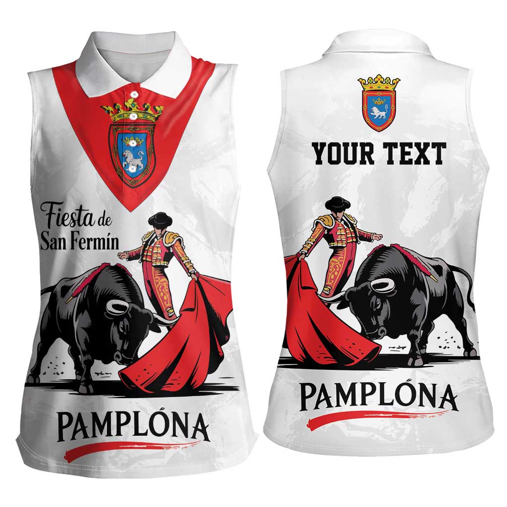 Personalized San Fermin Festival Women Sleeveless Polo Shirt Pamplona Bull Run - Wonder Print Shop