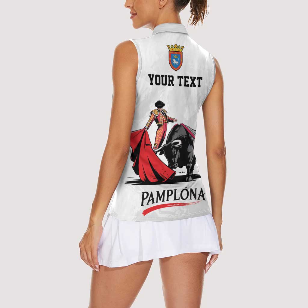 Personalized San Fermin Festival Women Sleeveless Polo Shirt Pamplona Bull Run - Wonder Print Shop