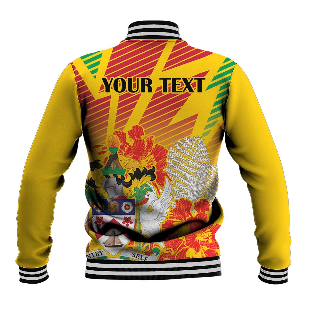 Personalized Saint Kitts and Nevis Poinciana Flowers Baseball Jacket With Coat Of Arms - Wonder Print Shop