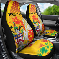 Personalized Saint Kitts and Nevis Poinciana Flowers Car Seat Cover With Coat Of Arms - Wonder Print Shop
