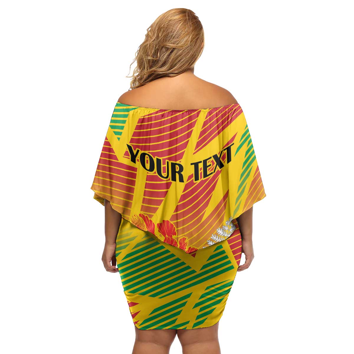 Personalized Saint Kitts and Nevis Poinciana Flowers Family Matching Off Shoulder Short Dress and Hawaiian Shirt With Coat Of Arms - Wonder Print Shop