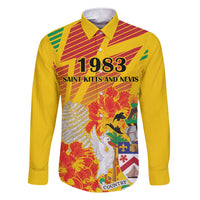 Personalized Saint Kitts and Nevis Poinciana Flowers Family Matching Short Sleeve Bodycon Dress and Hawaiian Shirt With Coat Of Arms - Wonder Print Shop