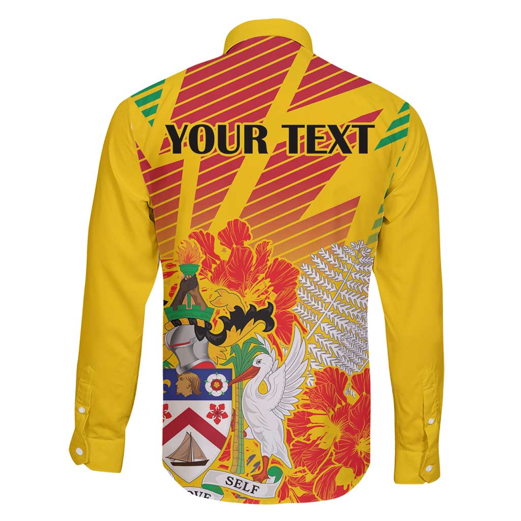 Personalized Saint Kitts and Nevis Poinciana Flowers Family Matching Short Sleeve Bodycon Dress and Hawaiian Shirt With Coat Of Arms - Wonder Print Shop