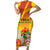 Personalized Saint Kitts and Nevis Poinciana Flowers Family Matching Short Sleeve Bodycon Dress and Hawaiian Shirt With Coat Of Arms - Wonder Print Shop