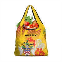 Personalized Saint Kitts and Nevis Poinciana Flowers Grocery Bag With Coat Of Arms