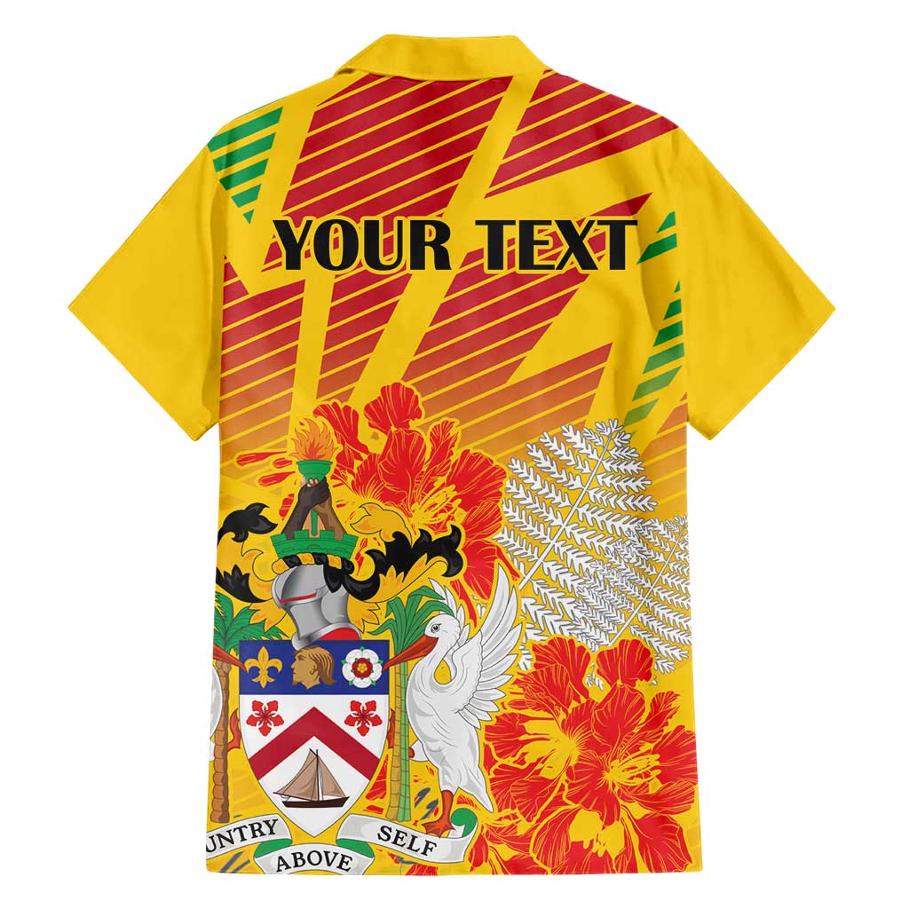Personalized Saint Kitts and Nevis Poinciana Flowers Hawaiian Shirt With Coat Of Arms - Wonder Print Shop