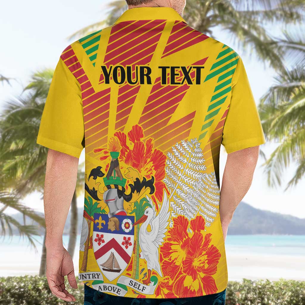 Personalized Saint Kitts and Nevis Poinciana Flowers Hawaiian Shirt With Coat Of Arms - Wonder Print Shop
