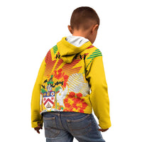 Personalized Saint Kitts and Nevis Poinciana Flowers Kid Hoodie With Coat Of Arms - Wonder Print Shop