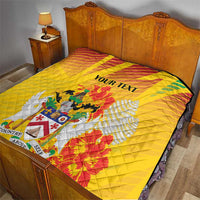 Personalized Saint Kitts and Nevis Poinciana Flowers Quilt With Coat Of Arms - Wonder Print Shop