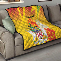 Personalized Saint Kitts and Nevis Poinciana Flowers Quilt With Coat Of Arms - Wonder Print Shop