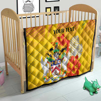 Personalized Saint Kitts and Nevis Poinciana Flowers Quilt With Coat Of Arms - Wonder Print Shop