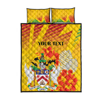 Personalized Saint Kitts and Nevis Poinciana Flowers Quilt Bed Set With Coat Of Arms - Wonder Print Shop