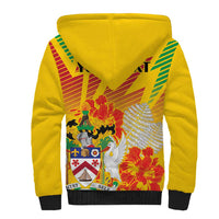 Personalized Saint Kitts and Nevis Poinciana Flowers Sherpa Hoodie With Coat Of Arms - Wonder Print Shop
