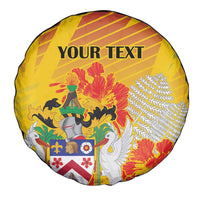 Personalized Saint Kitts and Nevis Poinciana Flowers Spare Tire Cover With Coat Of Arms - Wonder Print Shop