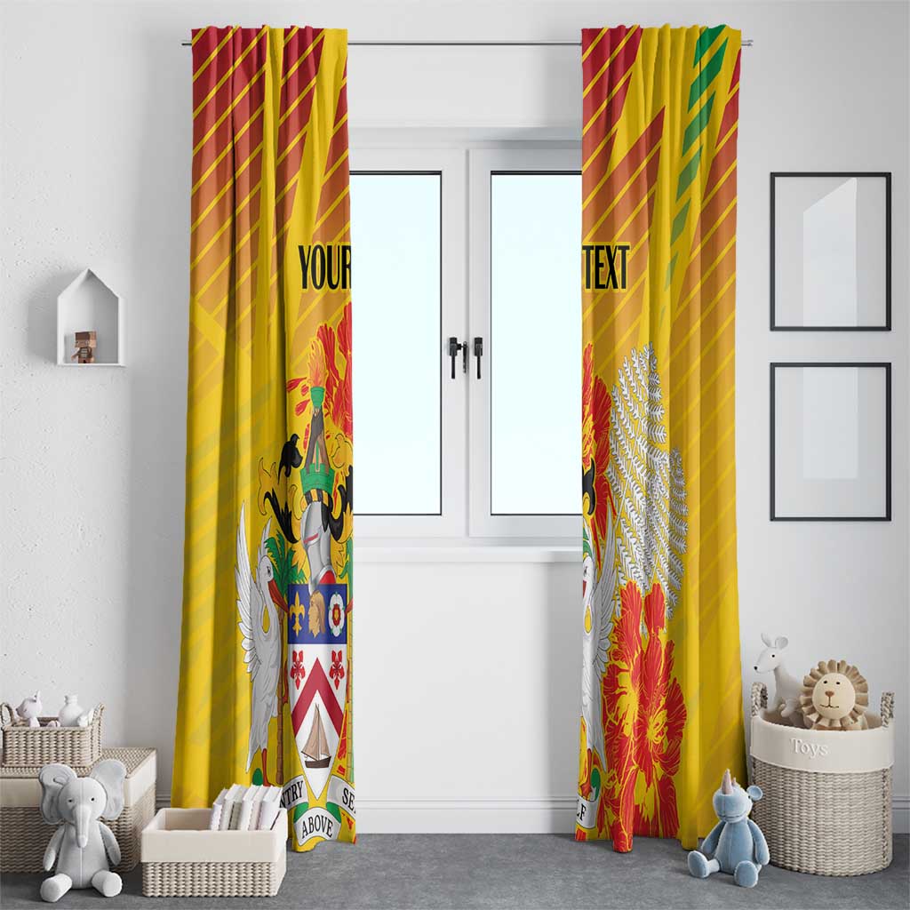 Personalized Saint Kitts and Nevis Poinciana Flowers Window Curtain With Coat Of Arms - Wonder Print Shop