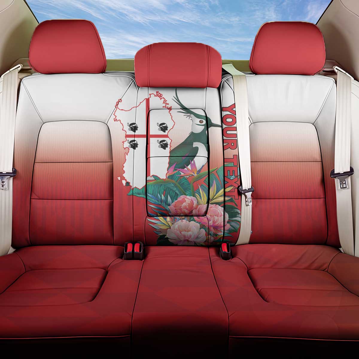 Personalized Italy Sardinia Back Car Seat Cover Lapwing With Map - Wonder Print Shop