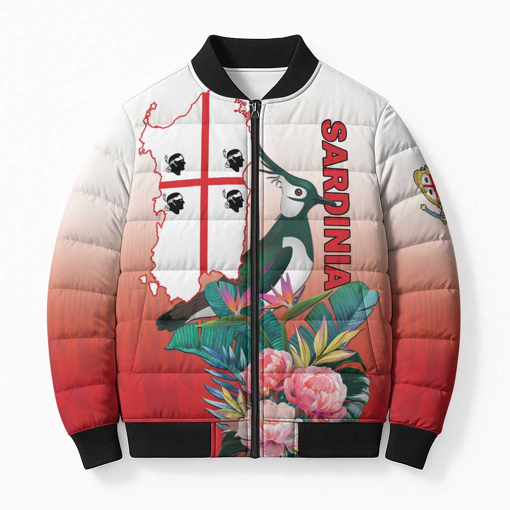 Personalized Italy Sardinia Bomber Puffer Jacket Lapwing With Map - Wonder Print Shop