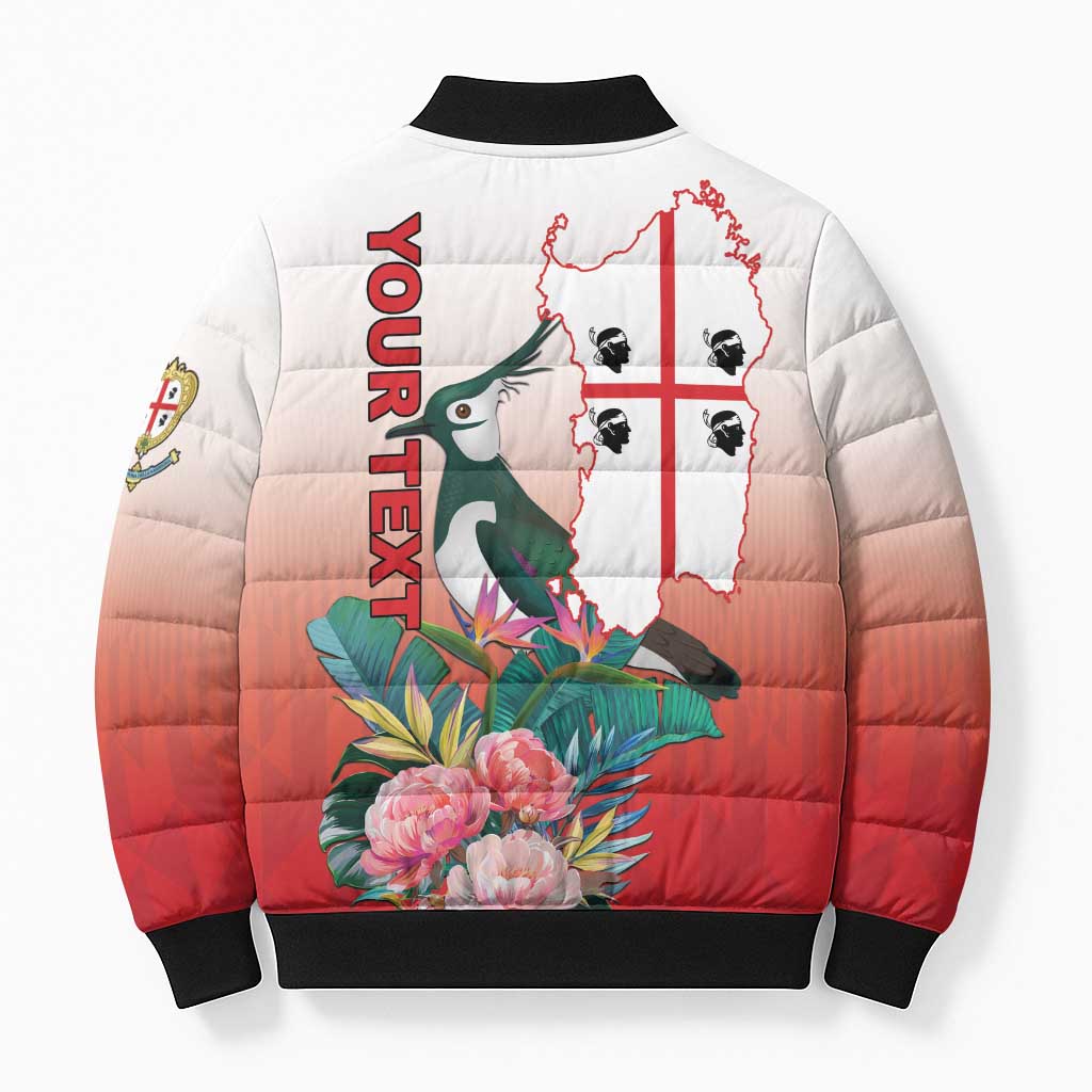 Personalized Italy Sardinia Bomber Puffer Jacket Lapwing With Map - Wonder Print Shop