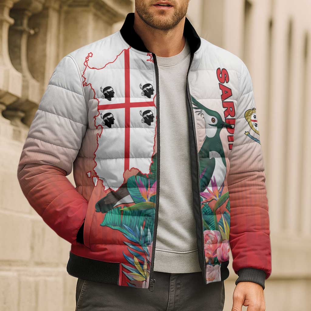 Personalized Italy Sardinia Bomber Puffer Jacket Lapwing With Map - Wonder Print Shop