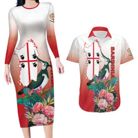 Personalized Italy Sardinia Couples Matching Long Sleeve Bodycon Dress and Hawaiian Shirt Lapwing With Map - Wonder Print Shop