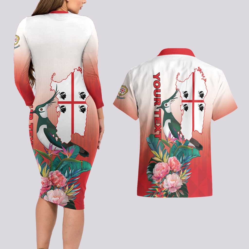 Personalized Italy Sardinia Couples Matching Long Sleeve Bodycon Dress and Hawaiian Shirt Lapwing With Map - Wonder Print Shop