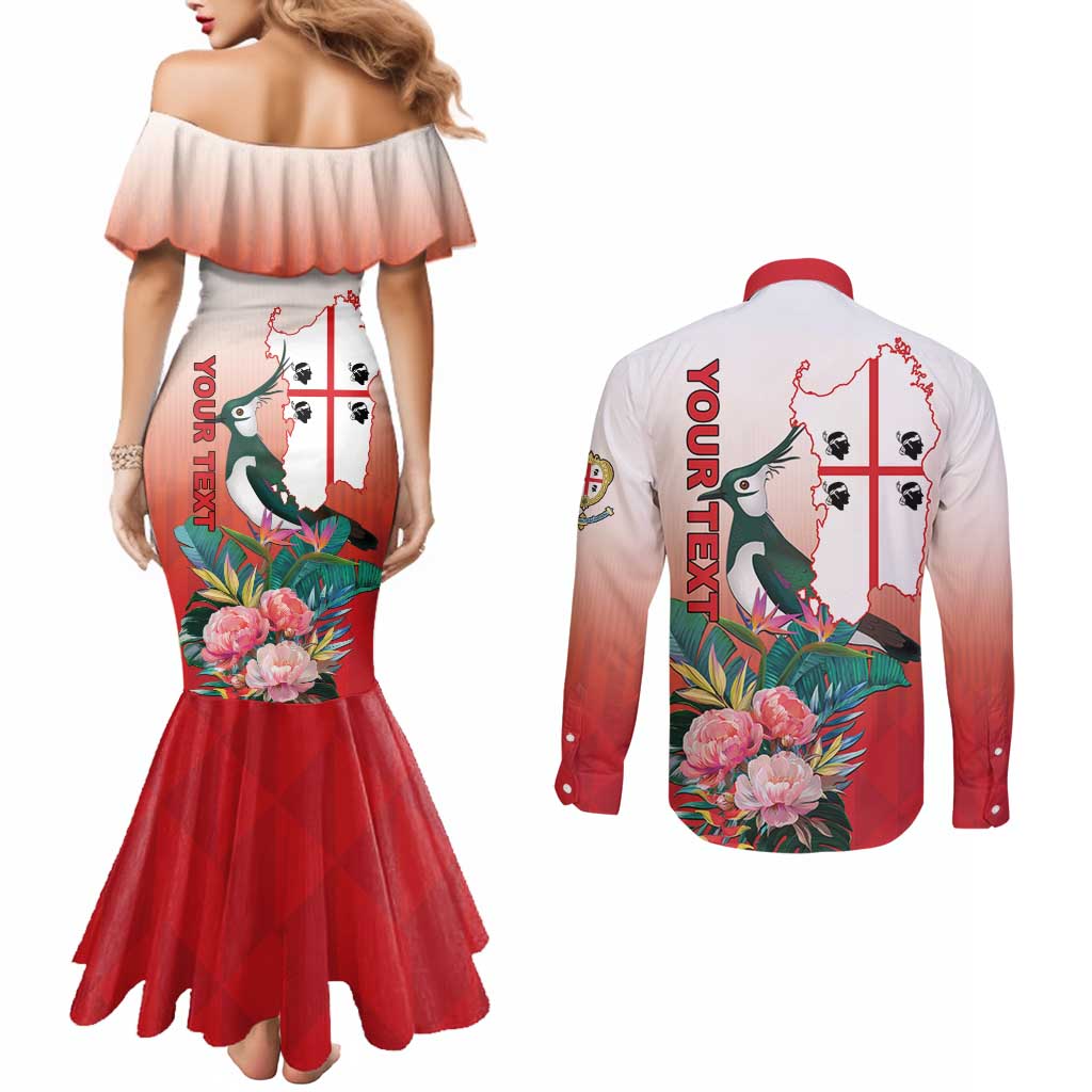 Personalized Italy Sardinia Couples Matching Mermaid Dress and Long Sleeve Button Shirt Lapwing With Map - Wonder Print Shop