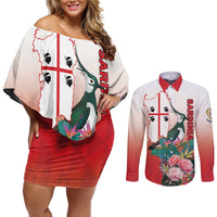 Personalized Italy Sardinia Couples Matching Off Shoulder Short Dress and Long Sleeve Button Shirt Lapwing With Map - Wonder Print Shop