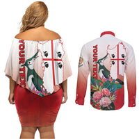 Personalized Italy Sardinia Couples Matching Off Shoulder Short Dress and Long Sleeve Button Shirt Lapwing With Map - Wonder Print Shop