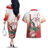 Personalized Italy Sardinia Couples Matching Off The Shoulder Long Sleeve Dress and Hawaiian Shirt Lapwing With Map - Wonder Print Shop
