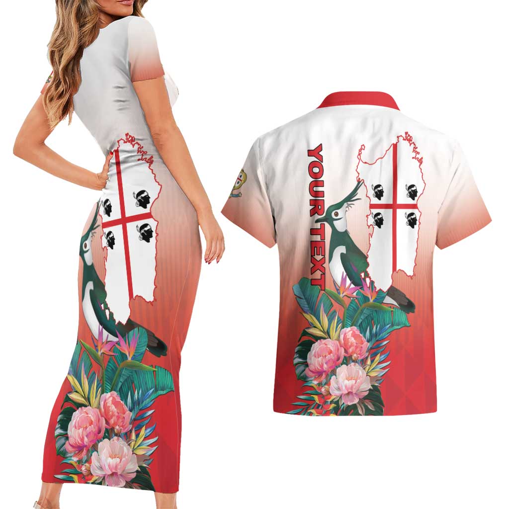 Personalized Italy Sardinia Couples Matching Short Sleeve Bodycon Dress and Hawaiian Shirt Lapwing With Map - Wonder Print Shop