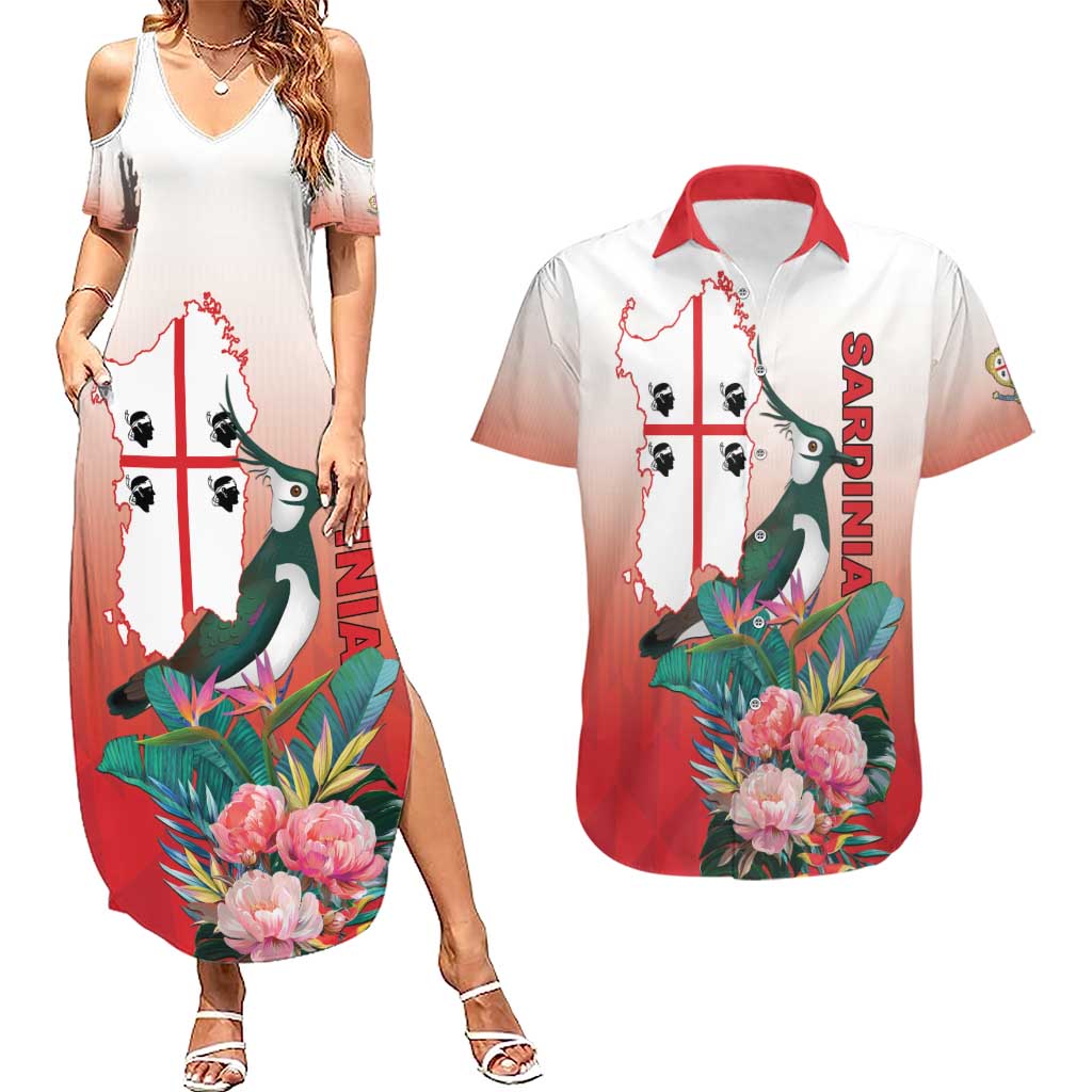 Personalized Italy Sardinia Couples Matching Summer Maxi Dress and Hawaiian Shirt Lapwing With Map - Wonder Print Shop