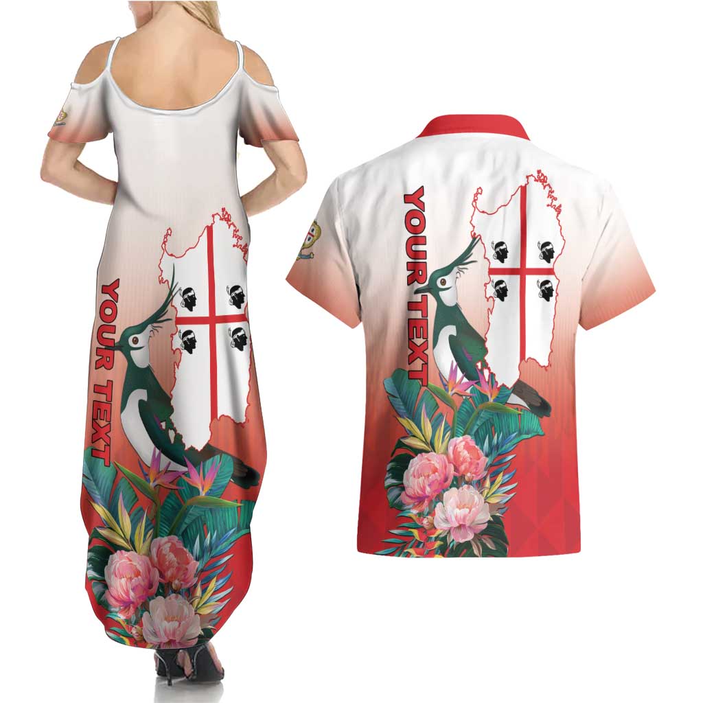 Personalized Italy Sardinia Couples Matching Summer Maxi Dress and Hawaiian Shirt Lapwing With Map - Wonder Print Shop