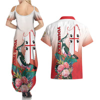 Personalized Italy Sardinia Couples Matching Summer Maxi Dress and Hawaiian Shirt Lapwing With Map - Wonder Print Shop