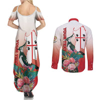 Personalized Italy Sardinia Couples Matching Summer Maxi Dress and Long Sleeve Button Shirt Lapwing With Map - Wonder Print Shop