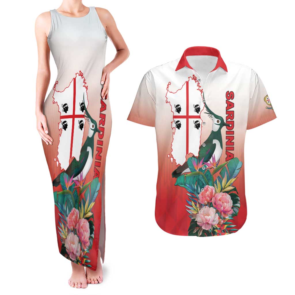 Personalized Italy Sardinia Couples Matching Tank Maxi Dress and Hawaiian Shirt Lapwing With Map - Wonder Print Shop