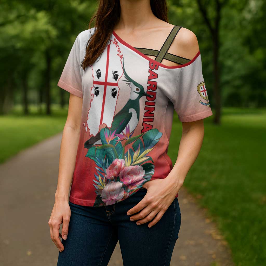 Personalized Italy Sardinia Cross Shoulder Shirt Lapwing With Map - Wonder Print Shop